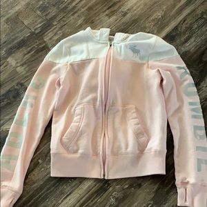 Zip up hoodie pink and white sweatshirt